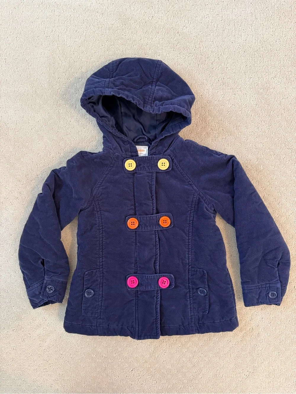 EUC Gymboree Velvet Pea Coat Size S/5-6 Navy Blue Vintage Winter Fall Preppy